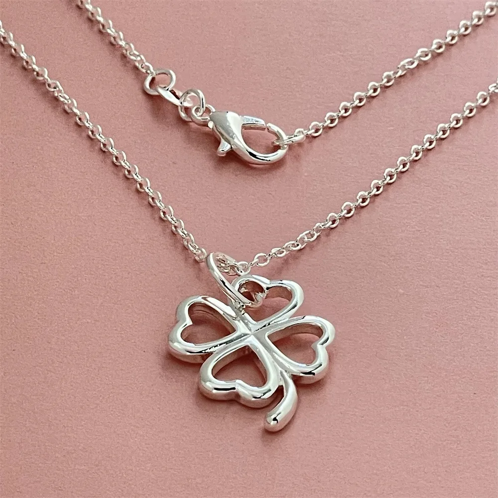925 Sterling Silver Elegant Clover Necklace for women Fashion designer Jewelry Wedding Party Couple Gifts