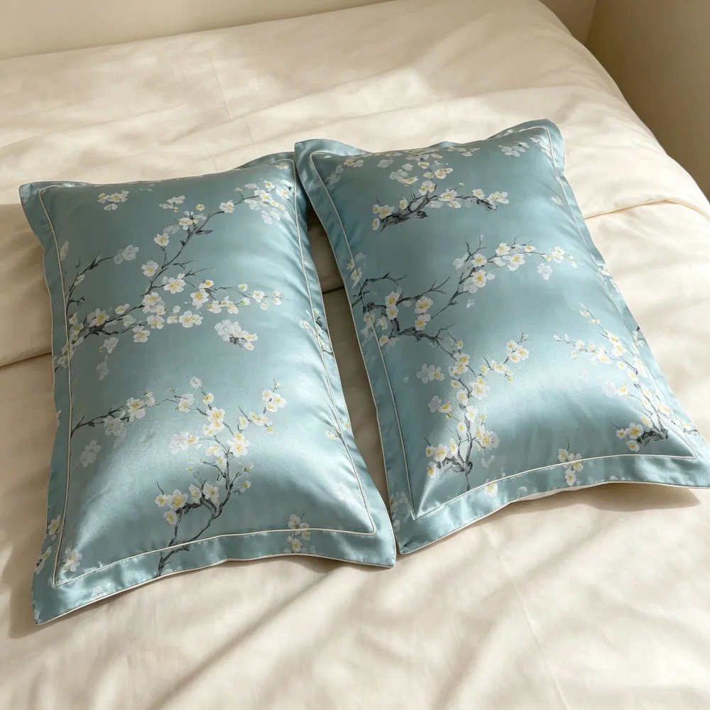 40 Momme Mulberry Silk Pillowcase 2 Pack Silk Face Digital Floral Print Single-sided Silk Bedding Pillow Cases Cover Hair Skin