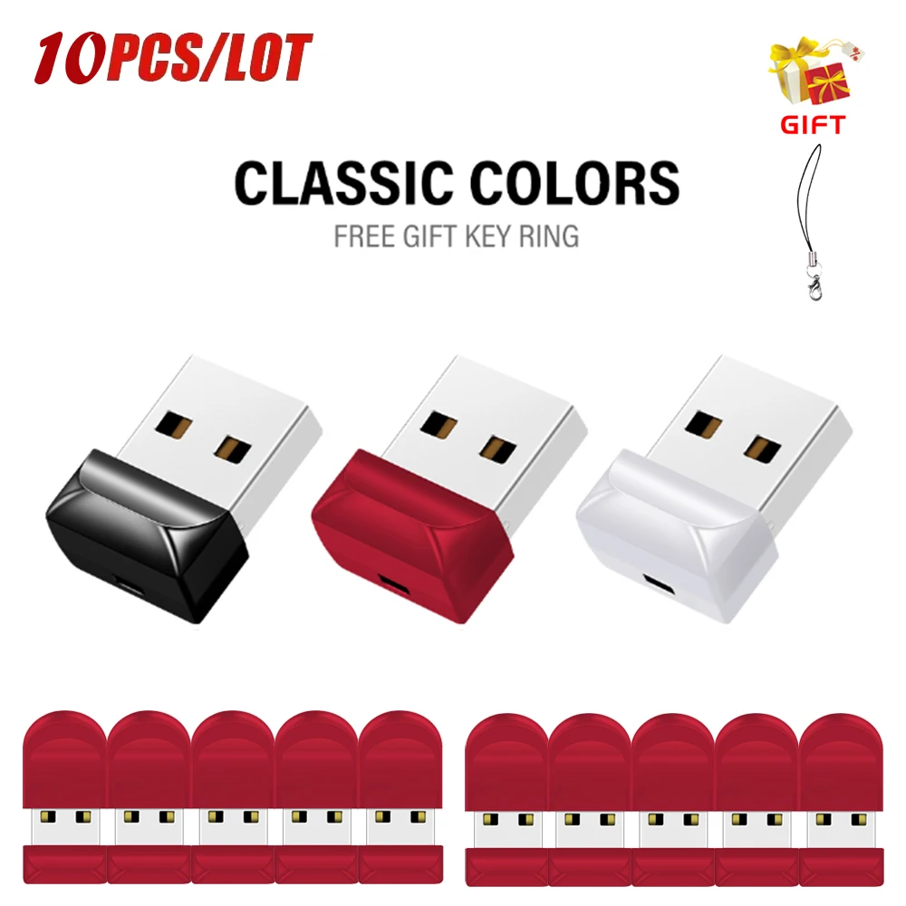 10pcs/lot New red Mini USB Flash Drive Pen 4GB 8GB 32GB 64GB 128GB Black Color Micro Memory Sticks USB 2.0 Thumb Drive Pendrive