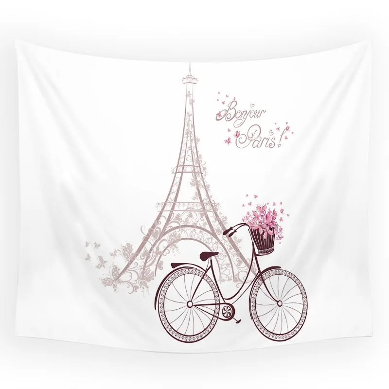 Paris Eiffel Tower Leaning Tower of Pisa Decoration Background Cloth Room Landscape Architecture Bedroom Bedside Tapestry