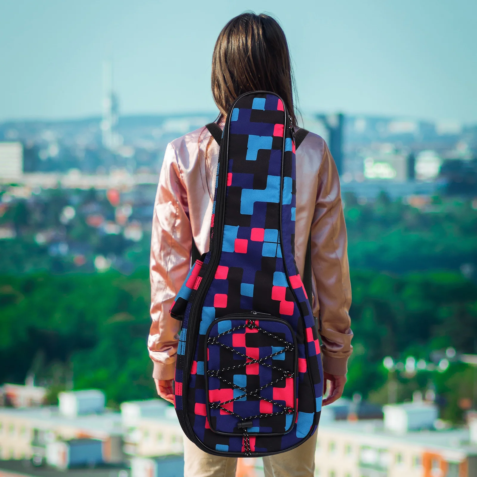 23 بوصة حقيبة القيثارة سميكة أكسفورد القماش واقية ل 23 "القيثارة المحمولة كيس التخزين حزام الكتف المزدوج حمل #2