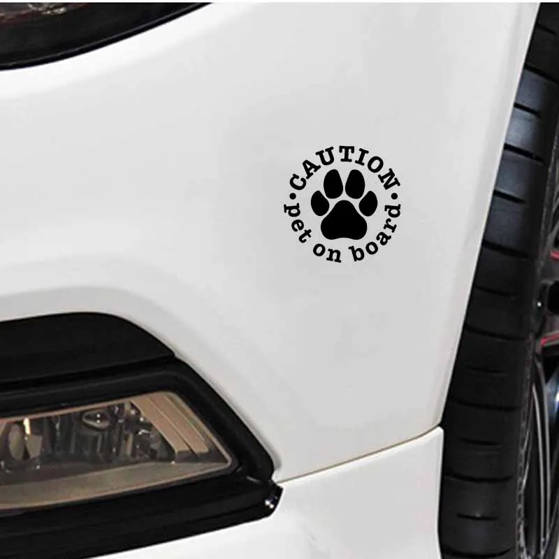 

CAUTION PET ON BOARD Animals Dog Vinyl Car Sticker Car Racing Laptop Computer Rinsee Camping Surfboard Toolbox Die Cut Decal