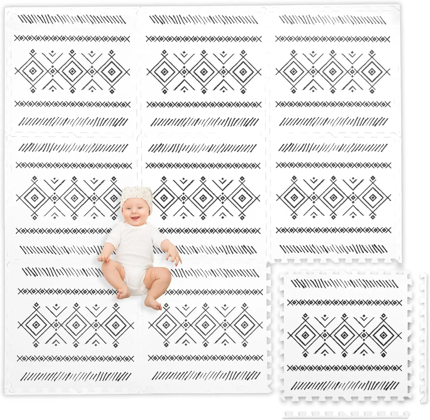 

Extra-Thick Non-Toxic Kids Play Mat, 9 Tiles - 72x72 Inch Cushiony Foam Floor Puzzle for Toddlers & Children