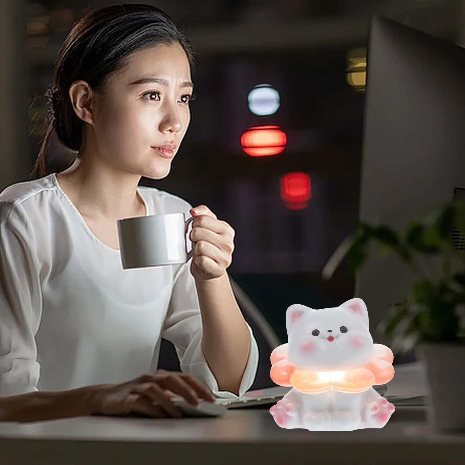 

Cat Night Cartoon Desk Lamp LED Bedroom Aesthetic Kitten Night Lamp Unique Animal Table Lamps Warm Bedside Lighting