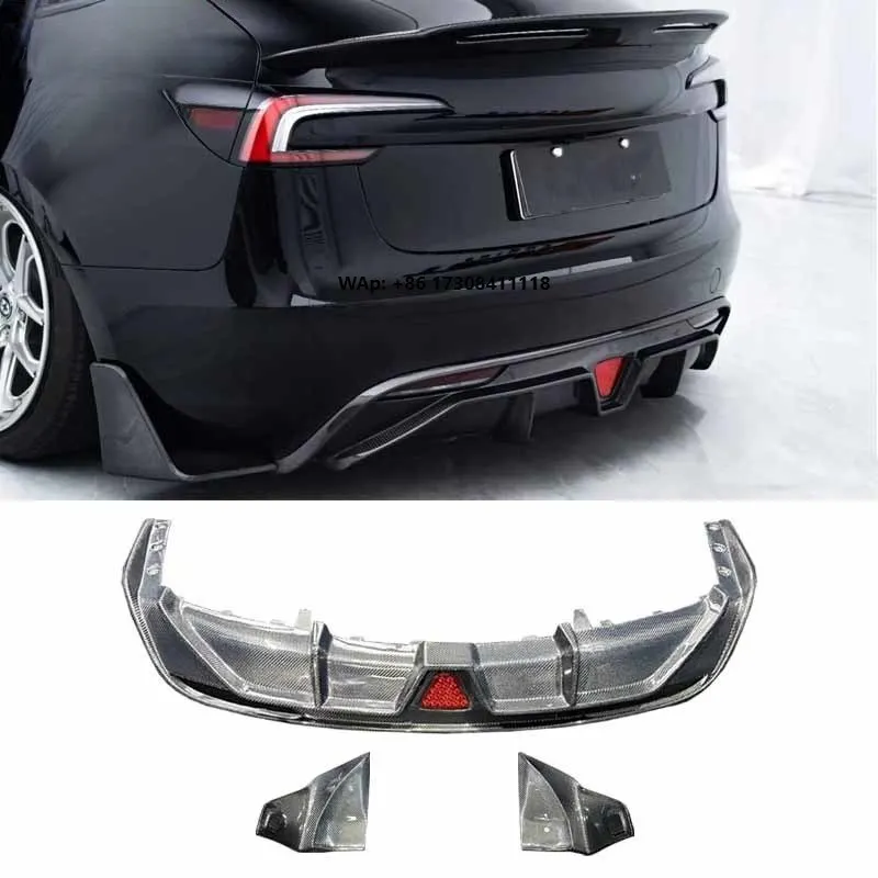 

For Model 3 2023-2024 C Style Rear Diffuser Rear Bumper Spoiler Carbon Fiber Car Body Kit