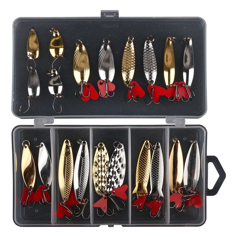 

20PCS/Set Metal Jig Spoon Spinner Fishing Lure Wobbler Bait Set With Fishing Tackle Box Kit For Fishing Lure Bait Set