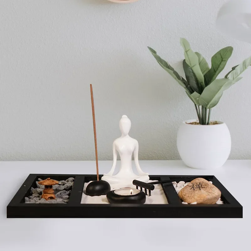 

Creative Resin Yoga Candlestick Ornament Zen Meditation Sand Table ASMR Sleep Aid Decoration