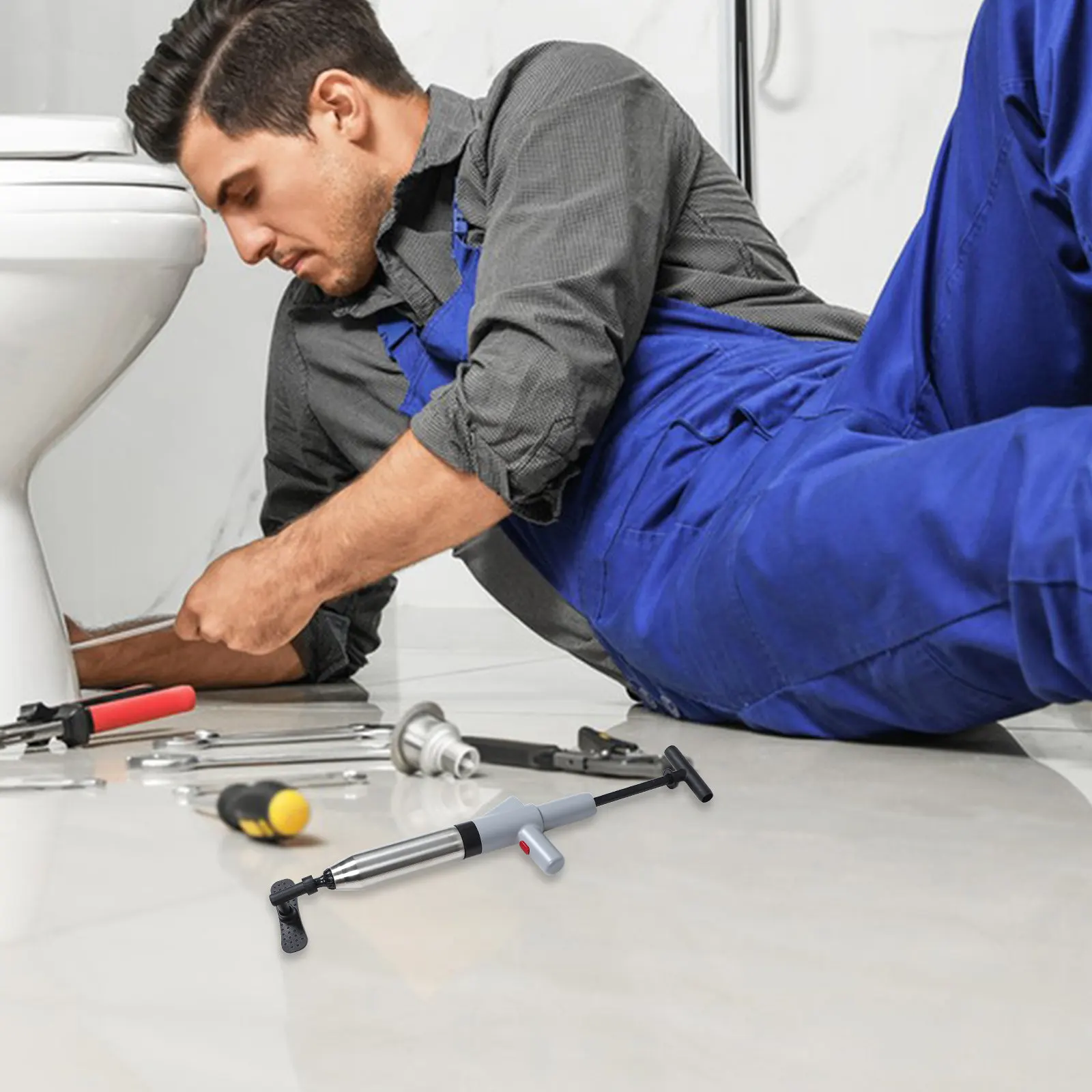 

Высокоэффективный плунжерный сливной очиститель для устранения засоров в домашнем унитазе, серый, для ванной комнаты