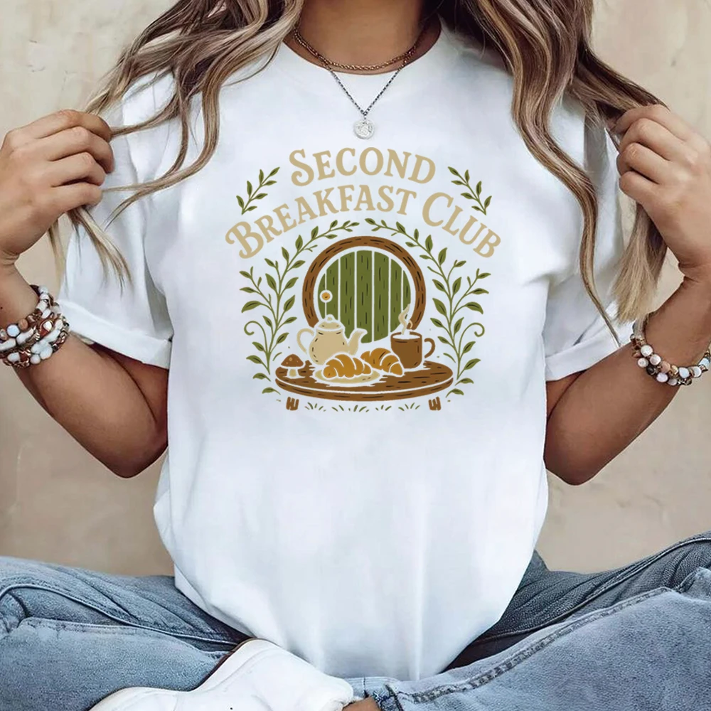 Second Breakfast Club T-shirt Fantasy Bookish Shirts Middle-Earth Fan Inspired Clothing Tee Unisex Short Sleeves Top Fans Gift view 3