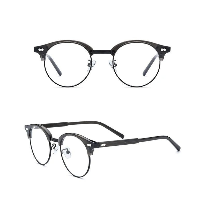 Belight Optical Classical Half Rimless Acetate with Metal Prescription  Men Women Eyeglasses Spectacle Frame Eyewear 19123