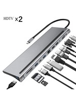 12 in 1 USB C HUB Docking Station multi port M onitor USB Type C to 4K DP HDTV VGA Adapter type c hub