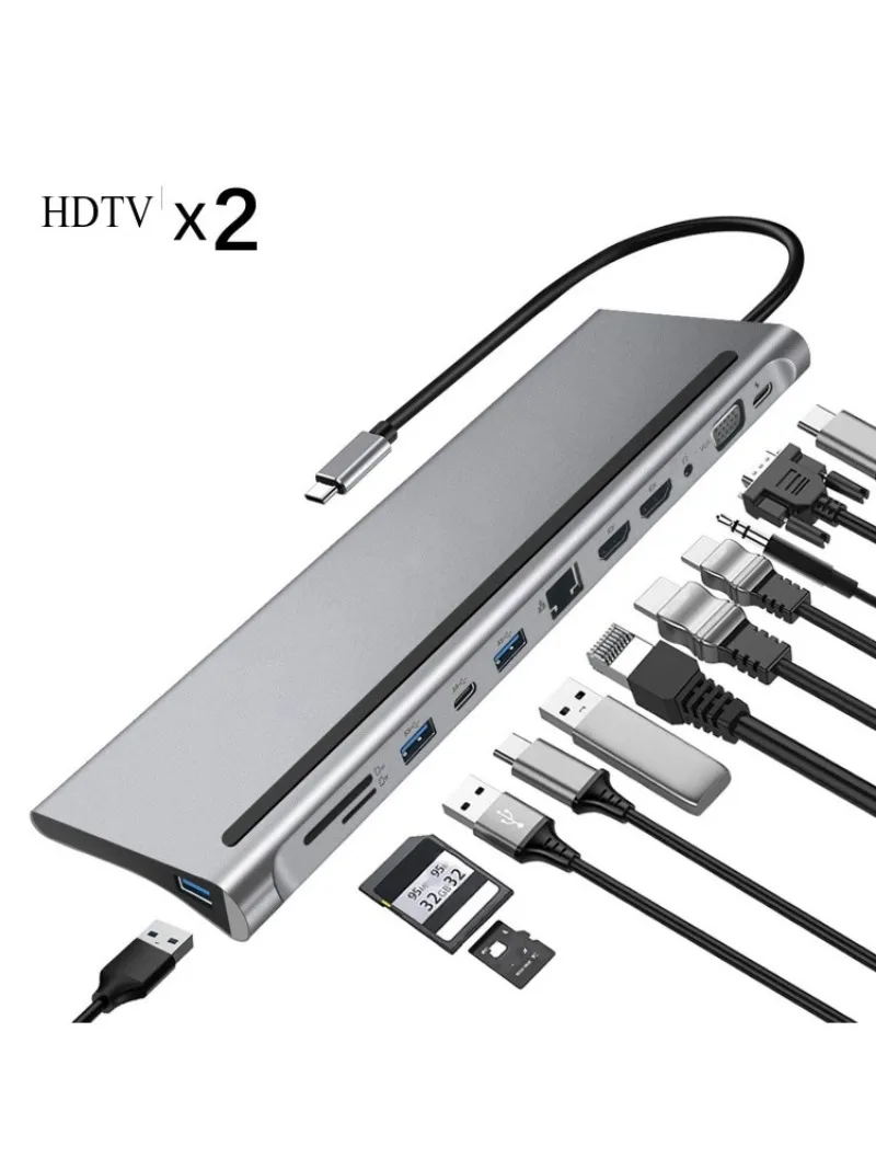 12 in 1 USB C HUB Docking Station multi port  USB Type C to 4K DP HDTV VGA Adapter type c hub