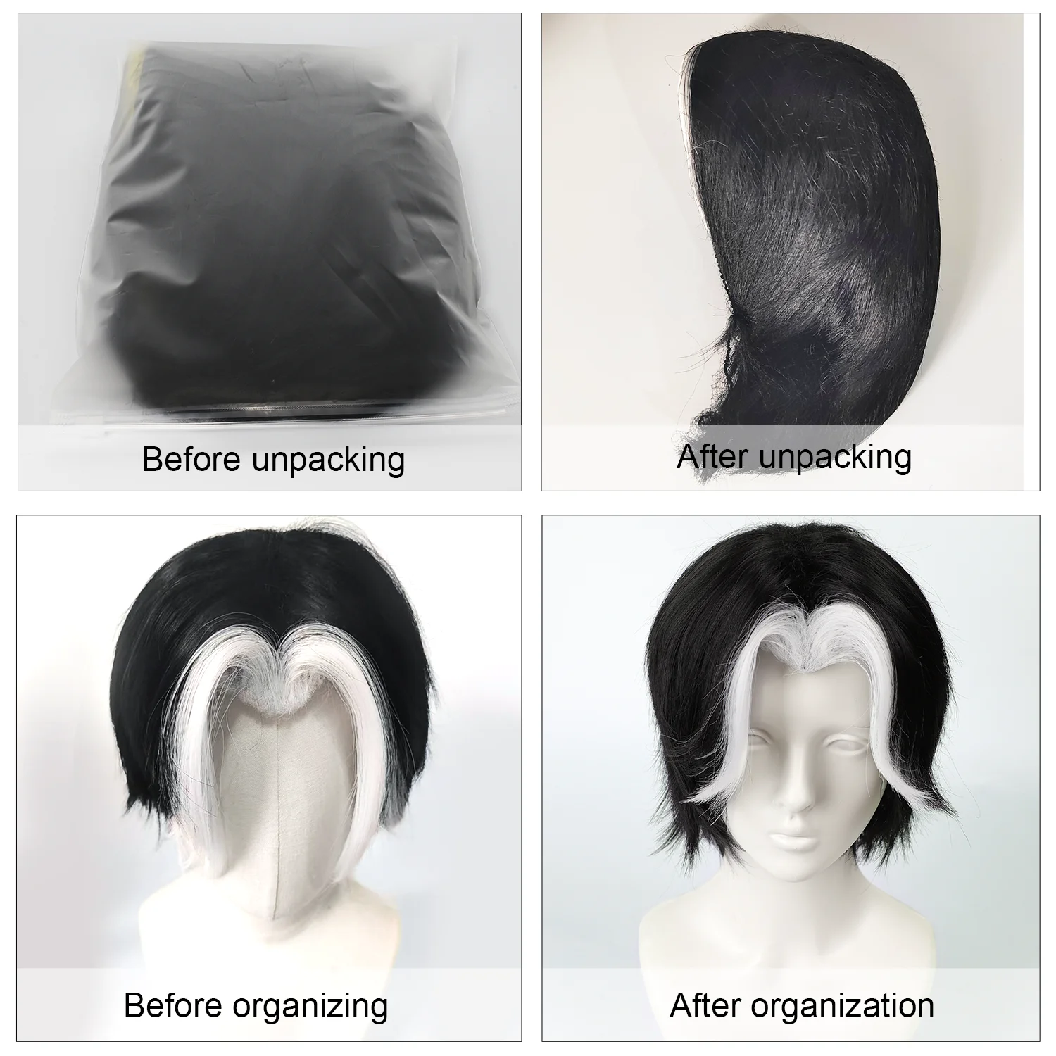 30cm White Highlights Short Cosplay Wig Short Silver Men Women Hair Anime Heat Resistant Synthetic Wigs image 5