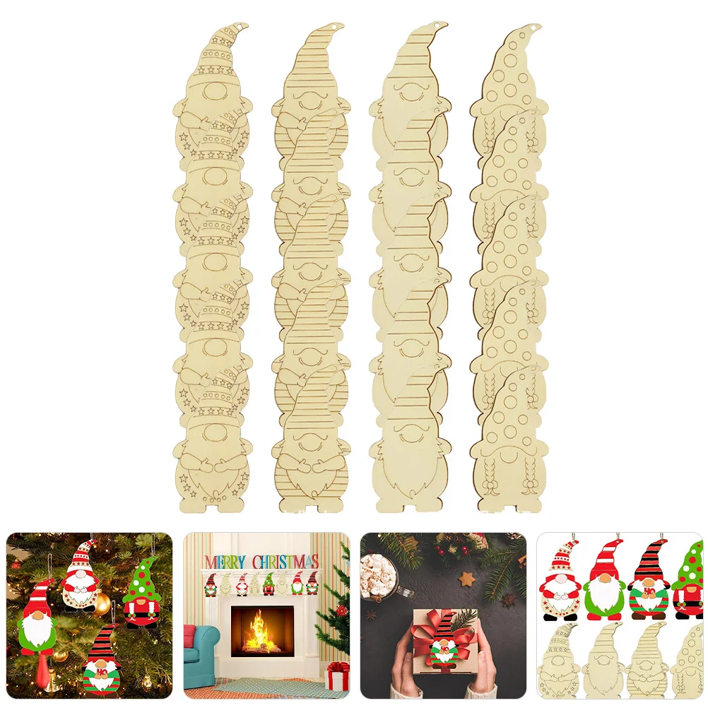 

20Set DIY Christmas Unfinished Gnome Wood Cutouts Hanging Decorations Wood Craft Slices Party Supplies Christmas Tree Ornaments