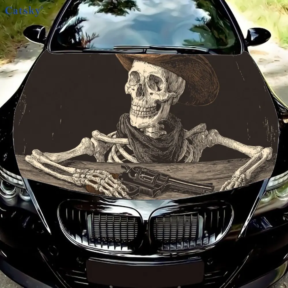 

Classic Western Cowboy Skull Car hood decals, car cover decorative stickers, and vinyl wraps for cars, SUVs and trucks. Self-adh