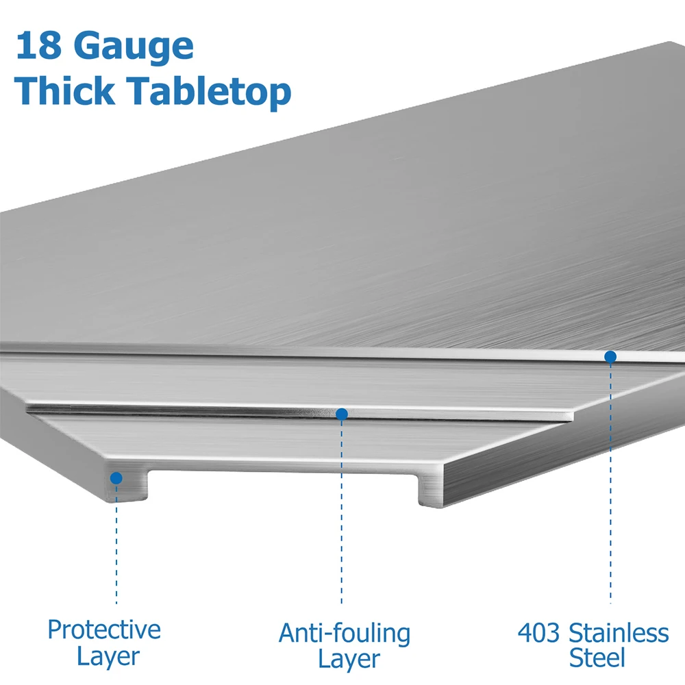 스테인레스 스틸 작업 테이블, 24 인치 X 24 인치, 언더쉘프 포함, 헤비 듀티 상업용 주방 준비 테이블, 가정, 레스토랑, 호텔용
