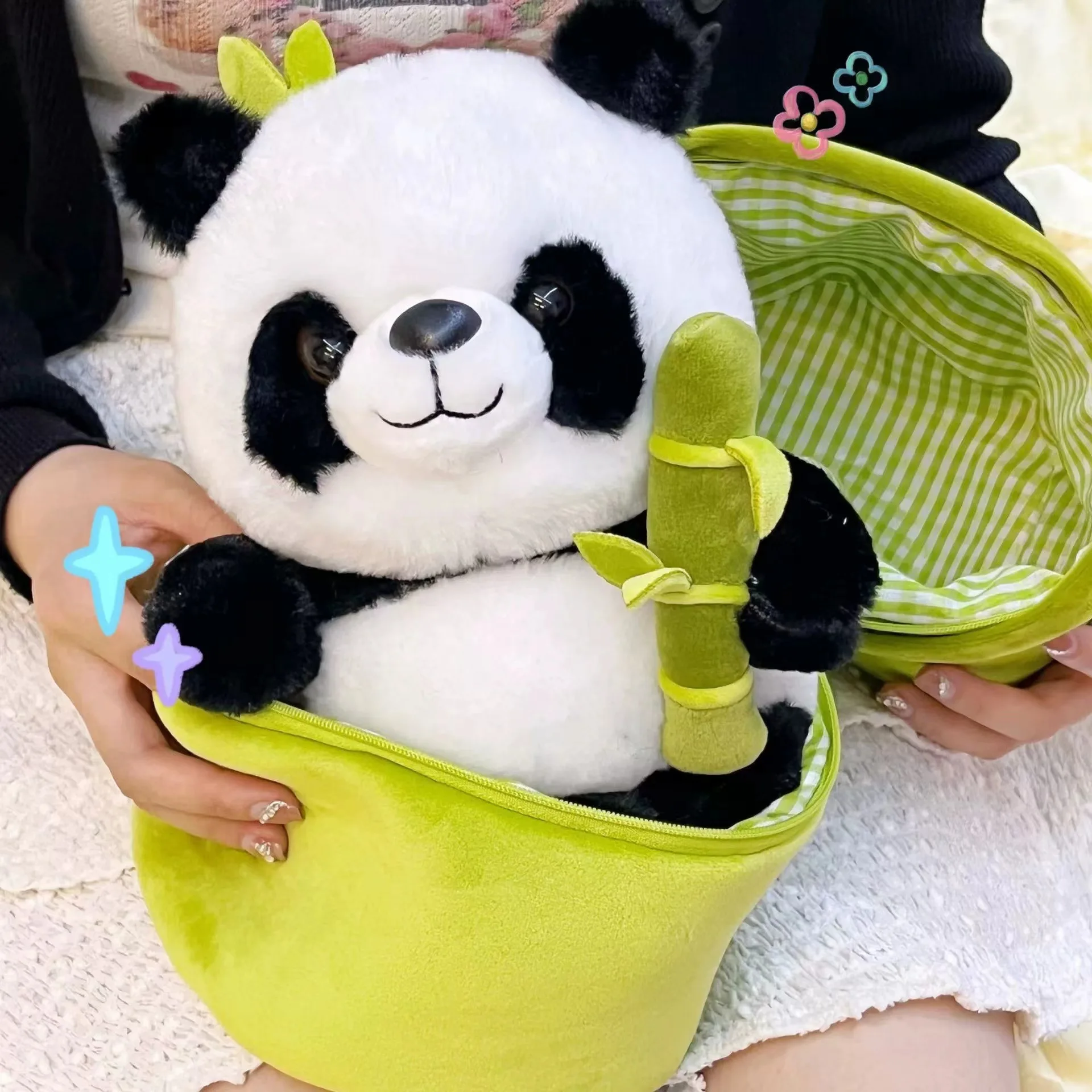 Panda Bamboo Plush Stuffed Doll Soft Animals Children Toy Pillow Cartoon Kawaii Dolls Girls Kids Lover Gifts Home Decoration