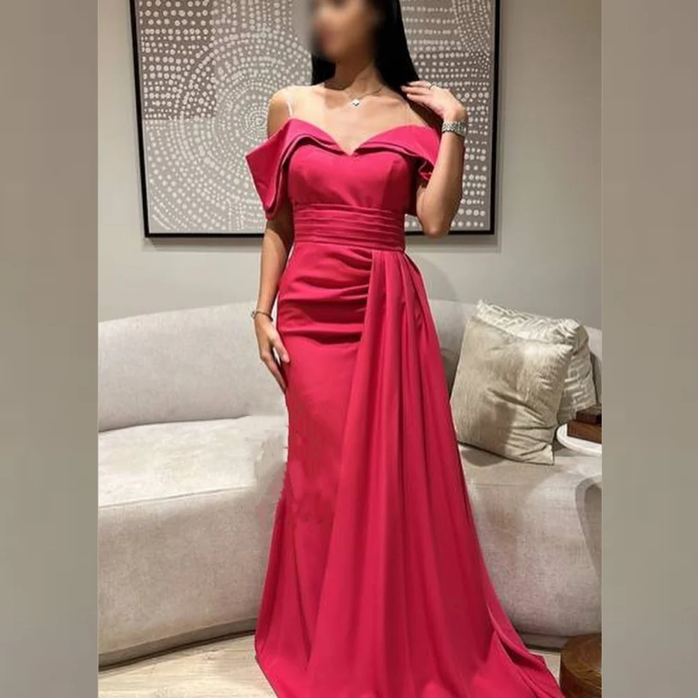 

Customized Jersey Ruched Formal Evening A-line Off-the-shoulder Bespoke Occasion Gown Long Dresses