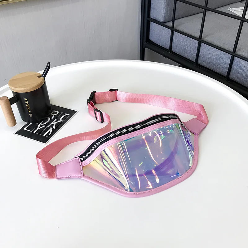 Transparente PVC Fanny Pack, Ombro Laser Bag, Armazenamento à prova d'água, Crossbody Chest Bag, Saco do telefone celular, Esportes, Frete Grátis