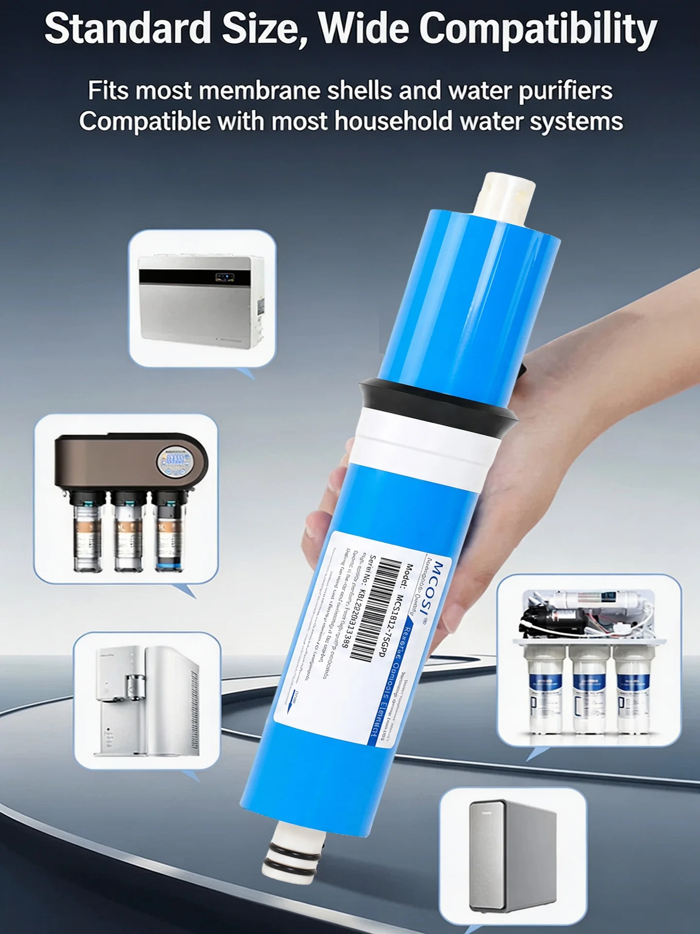 RO Reverse Osmosis Membrane Replacement Filter 50/75/100/125/150/200/400 GPD for Home Kitchen Drinking Water Purifier System