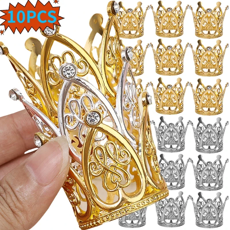 

10/1Pcs Tiny Baby Small Pearl Tiara Crown Gold Mini Crown Cake Topper For Flower Arrangements Shower Birthday Wedding Decoration