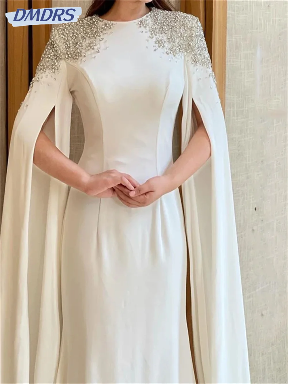 Elegant Beaded Bridal Dress 2024 Simple A-Line Wedding Dress Graceful Long-Sleeved Floor-length Dress Vestidos De Novia