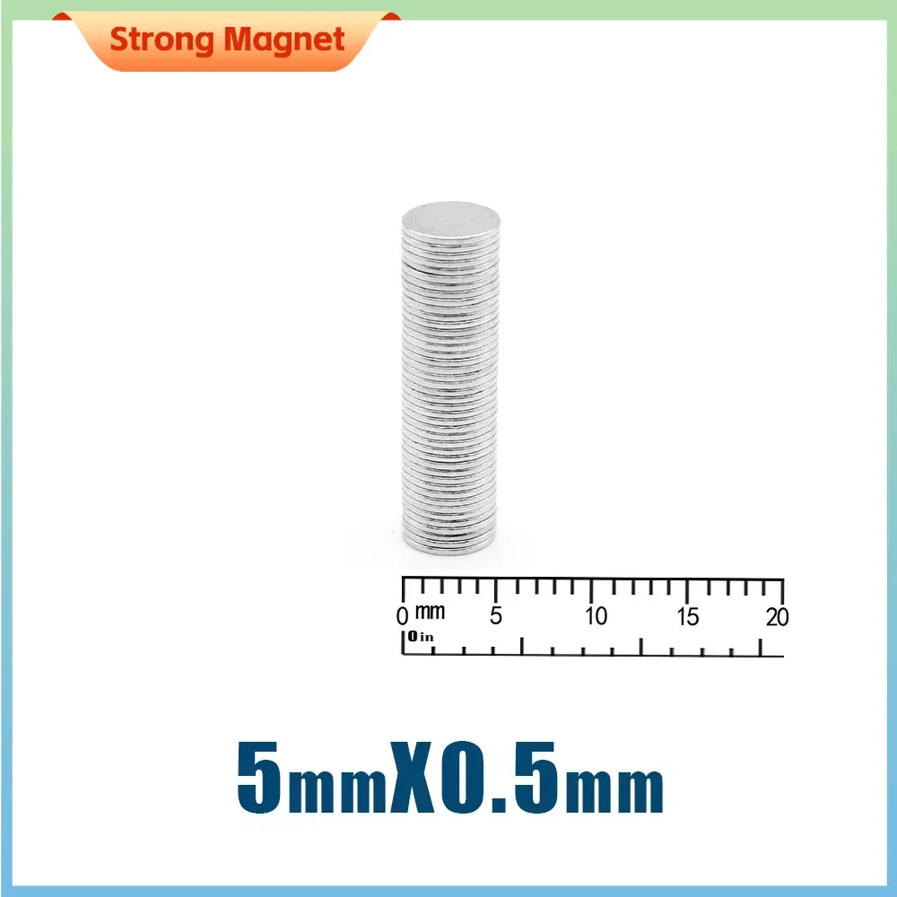 100/200/500/1000PCS 5x0.5mm Mini Disc Super Strong Search Magnet Small Round Neodymium Magnets N35 Fridge Magnetic Sheet