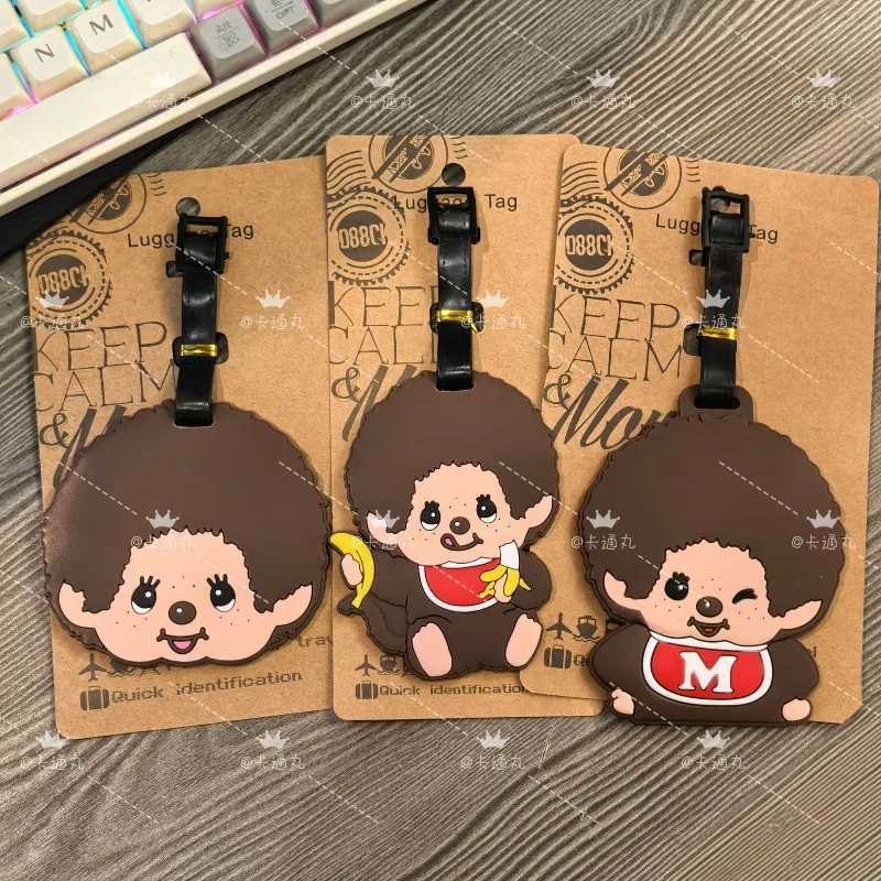 Monchhichi PVC-Gepäckanhänger aus weichem Gummi, tragbarer Reisekoffer-Anhänger, Schlüsselanhänger, Gepäck-ID-Etikett für Rucksack und Trolley – Detail 2
