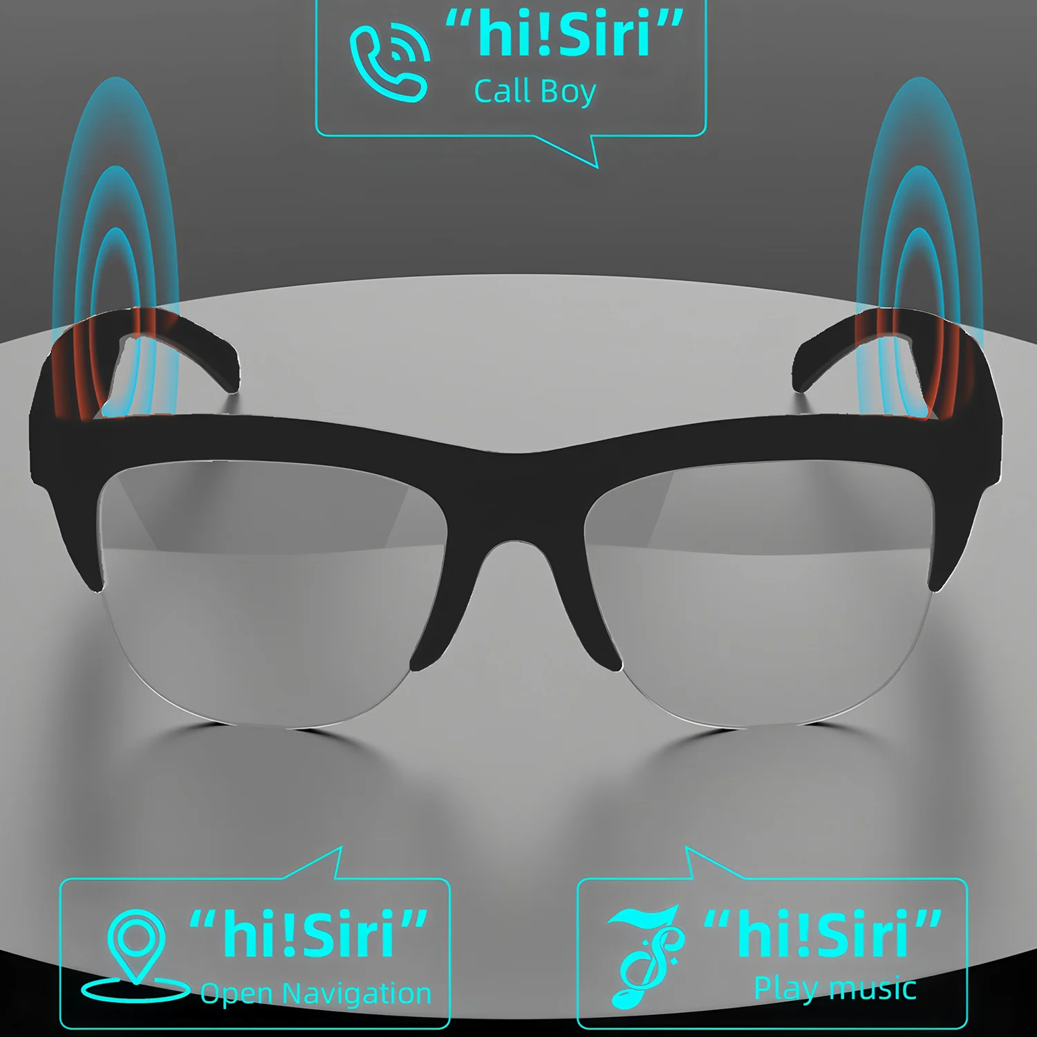 F01 Open-Ear Design Music & Calls Wireless Audio Eyewear Polarized Lenses Built-in Mic Semi-Rim Bluetooth Sunglasses