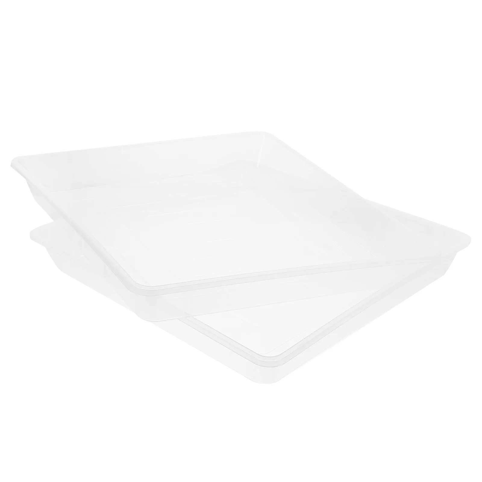 

2pcs 16 Inch Square Plastic Planter Trays Clear Flower Pot Base for Durable Water Collection Planters