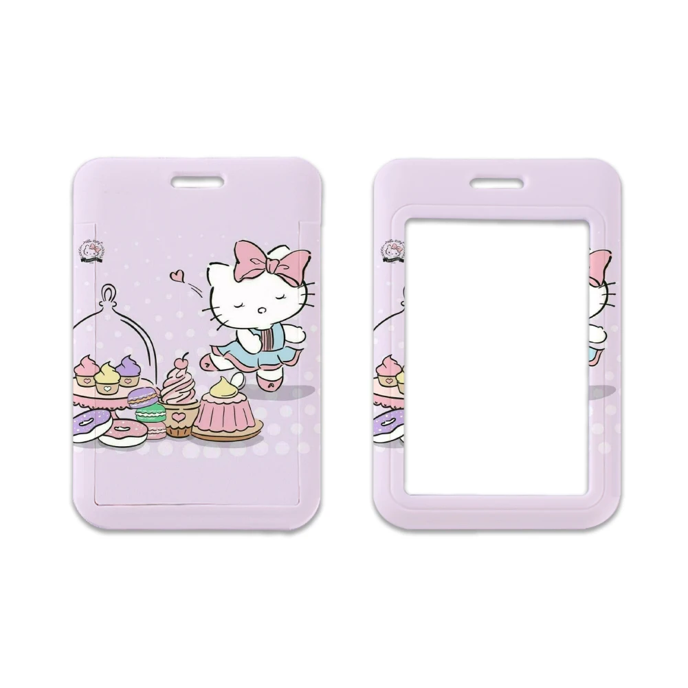 Hello Kitty ID Badge Holder com cordão para meninas, bonito estojo Sanrio, alça de pescoço para porta, titular do cartão de crédito,...