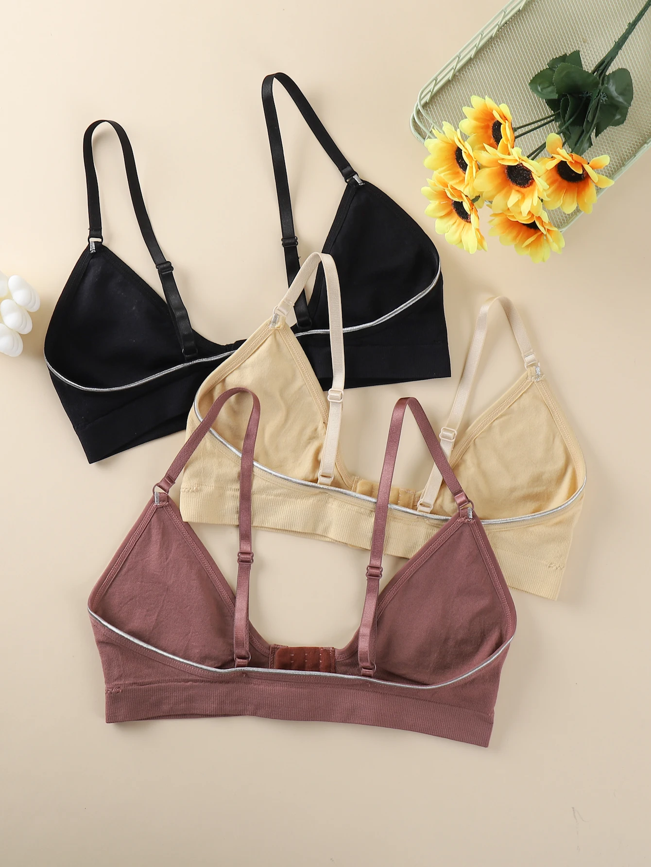 3Pcs - Women's Front-Breasted Bra - Adjustable Front-Breasted - Simple Plain Intimates - Sweat-Absorbent and Breathable - Non-Fading - Beautiful Back - Suitable for Home, Sports, Yoga, Running and Other Scenes