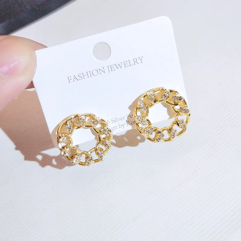 2022 New Trendy Simple and Exquisite Hollow Circle Earrings AAAA Diamond-set Zircon Earrings Christmas Gift Dainty Earrings