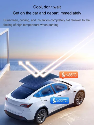 Imagen 2 del producto Para Tesla Model Y Juniper grafeno reflectante techo solar parabrisas delantero aislamiento térmico parasol para modelo Y/3 2017-2025