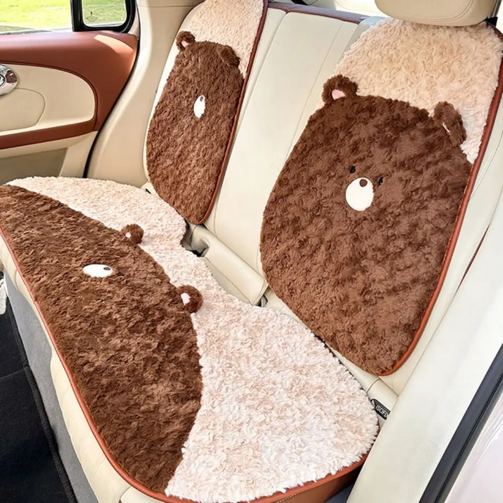 Soft Warm Bear Car Cushion Furry Universal Car Seat Cushion Non Slip Plush Car Pillow Automobile - view 4