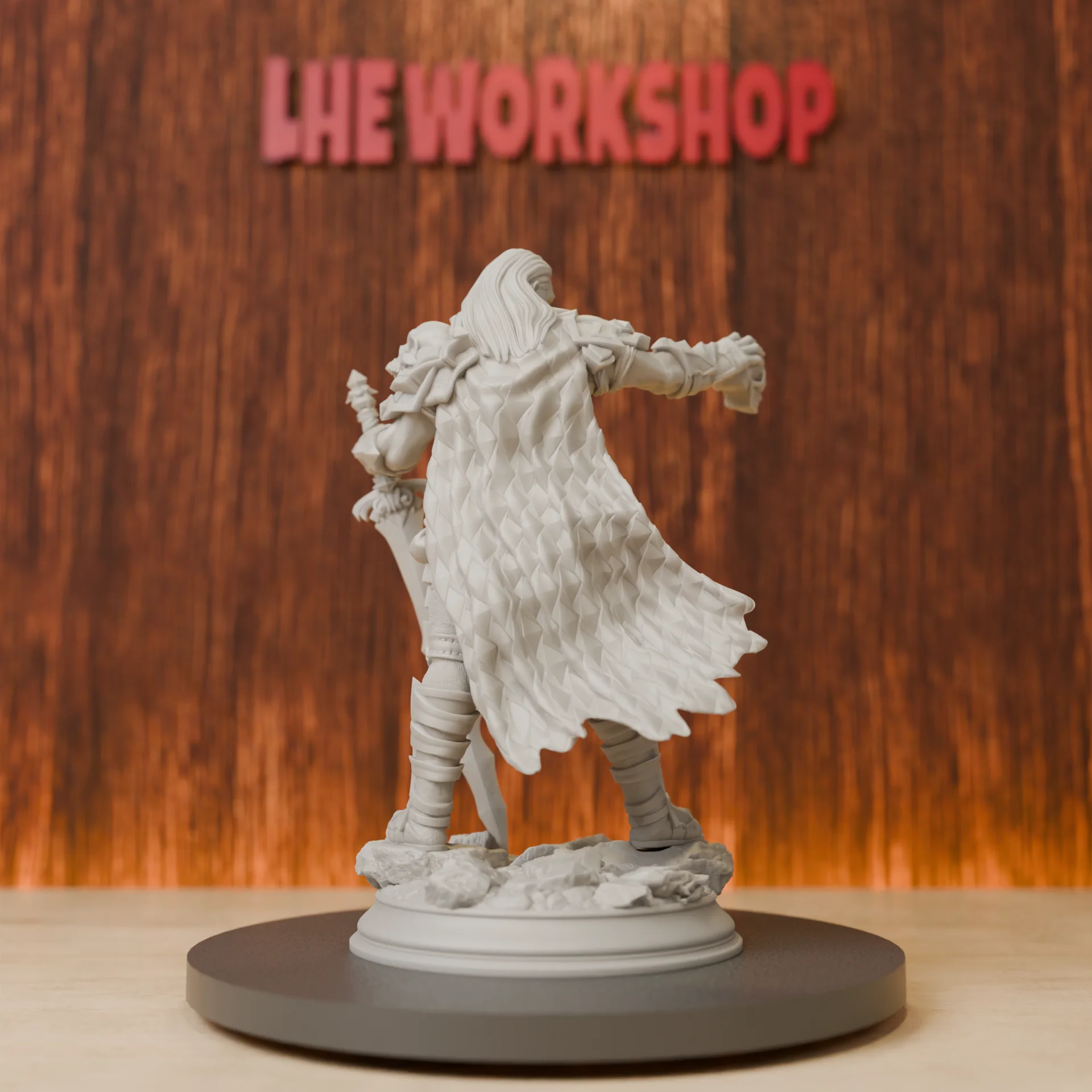 Human Fighter | Swordsman of Death Miniatures | 28mm-75mm | Resin 3D Printed DND Pathfinder Mini | Unpainted Grey
