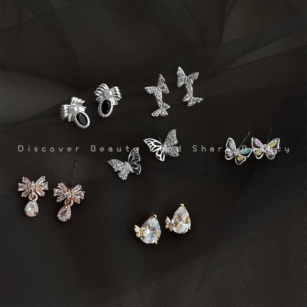 

Аксессуары для самостоятельного изготовления: миниатюрные серьги-гвоздики с цветными цирконами в форме бабочек, серебряные штифты S925, милые, нежные, свежие серьги в корейском стиле премиум-класса.