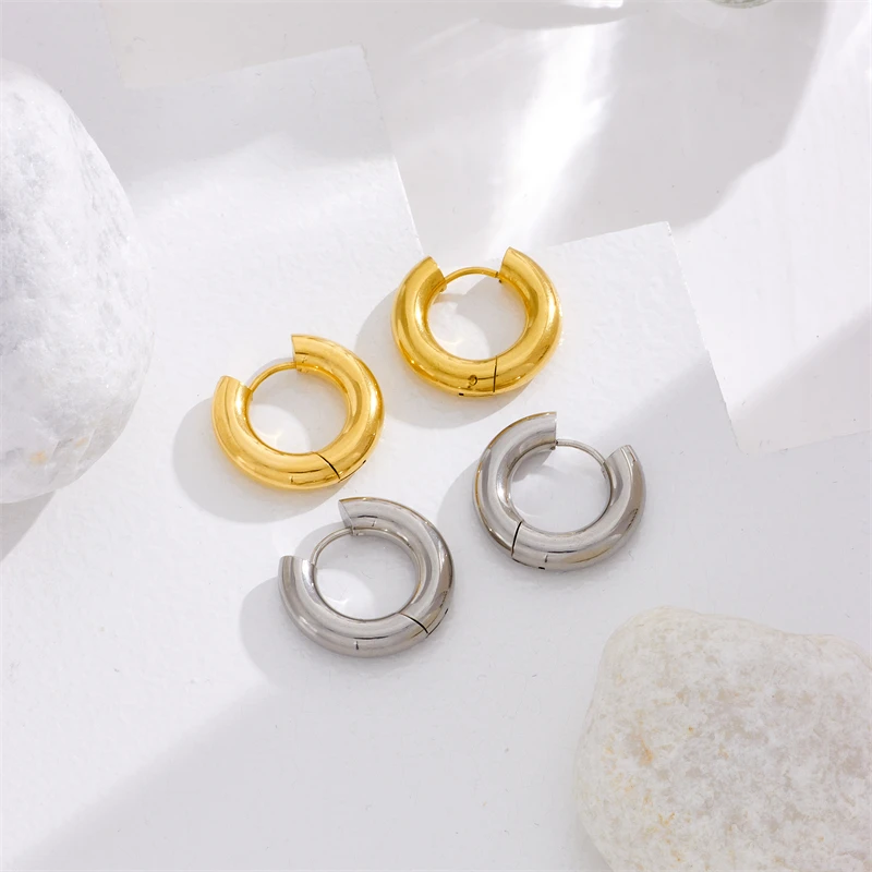 DIEYURO 316L Stainless Steel Earrings For Women 2022 New Vintage Hip Hop Hoop Trend Colorfast Earrings High Quality Girl Jewelry