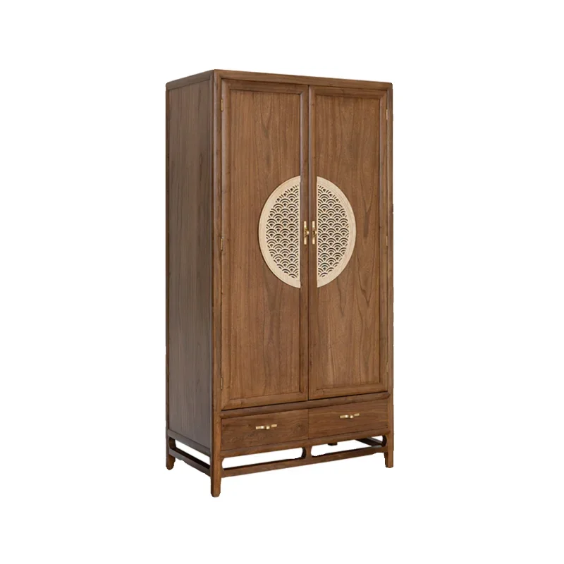 

~New Chinese style door Solid wood wardrobe Zen black walnut B & B Hotel storage locker Modern furniture