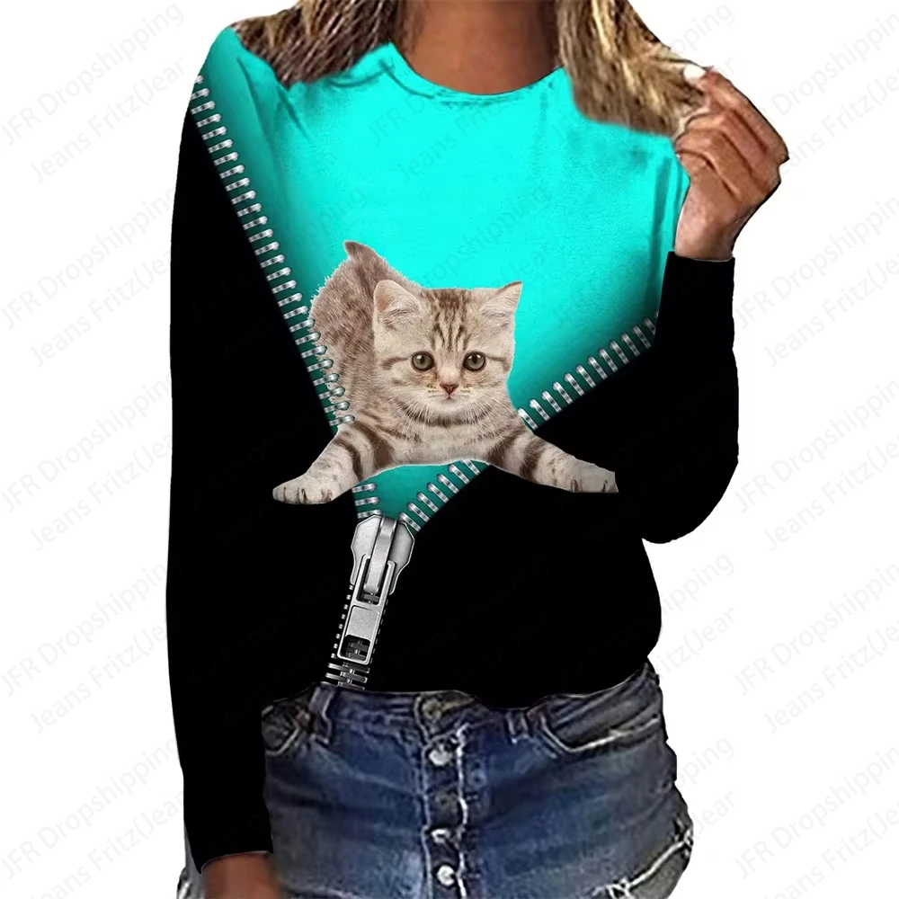 Lovely Cat 3d Print Hoodies Women Fashion Crewneck Long Sleeve Hoodie Animal Coat Kawaii Hoodie Women Sweats Womens Clothing Y2K