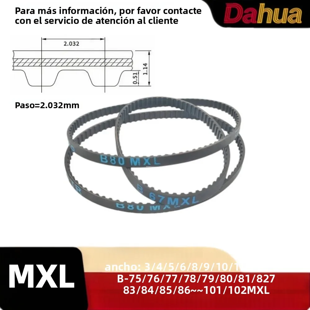 Correa de Distribución MXL, Paso=2.032mm Ancho 3/4/5/6/8/9/10/12/15mm Longitud B-75/76/77/78/79/80/~~100/101/102 Correa Síncrona de Goma MXL