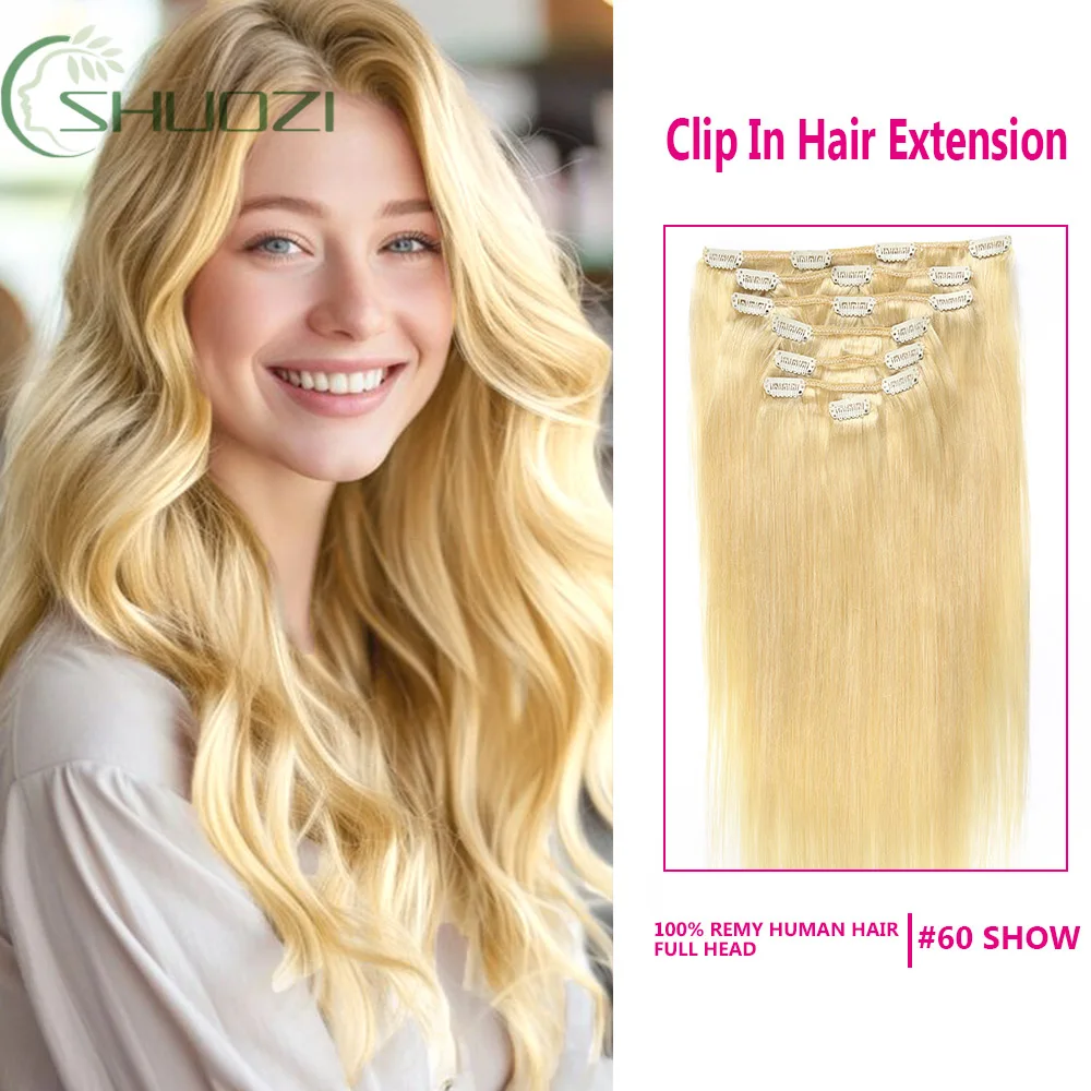 Clip In Human Hair Extensions Blonde Straight Hair Extensions Clip In Remy Extensions No Shedding Real Human Hair For Fine Hair