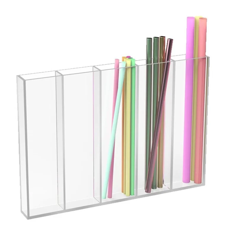 VELIF-Acrylic Straw Holder For Cabinet- Straws Storage Container With Double Sided Adhesive, Dispenser For Cupboard