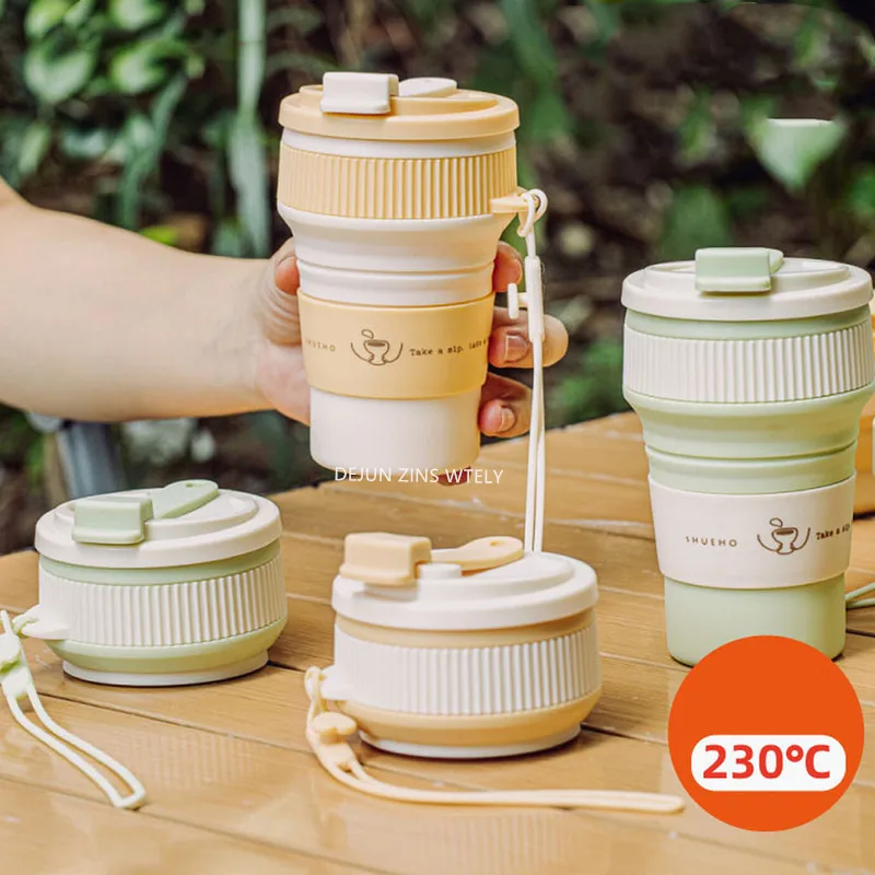 

350ML Food-grade Silicone Foldable Water Cup High-temperature Resistant Portable Children's Milk Cup Outdoor Travel Coffee Cup