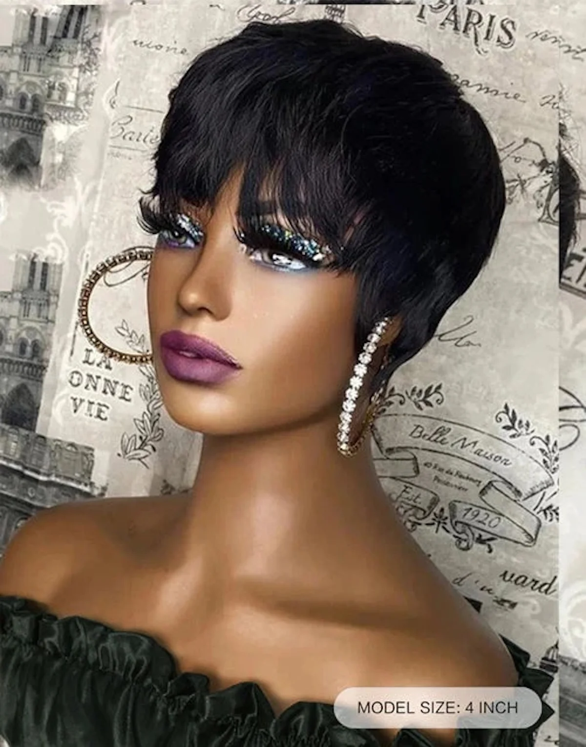 Short Straight Synthetic  Black Hair Wigs Pixie Cut Wig Cheap Hair Wig For Black Women