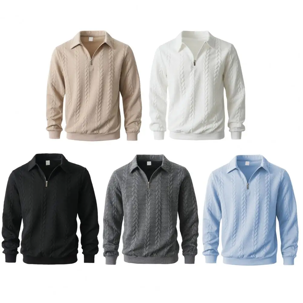 Camiseta Masculina de Manga Longa Primavera, Moda Coreana, Gola Lapela, Estilo Streetwear, Solta e Casual, Pulôver Masculino