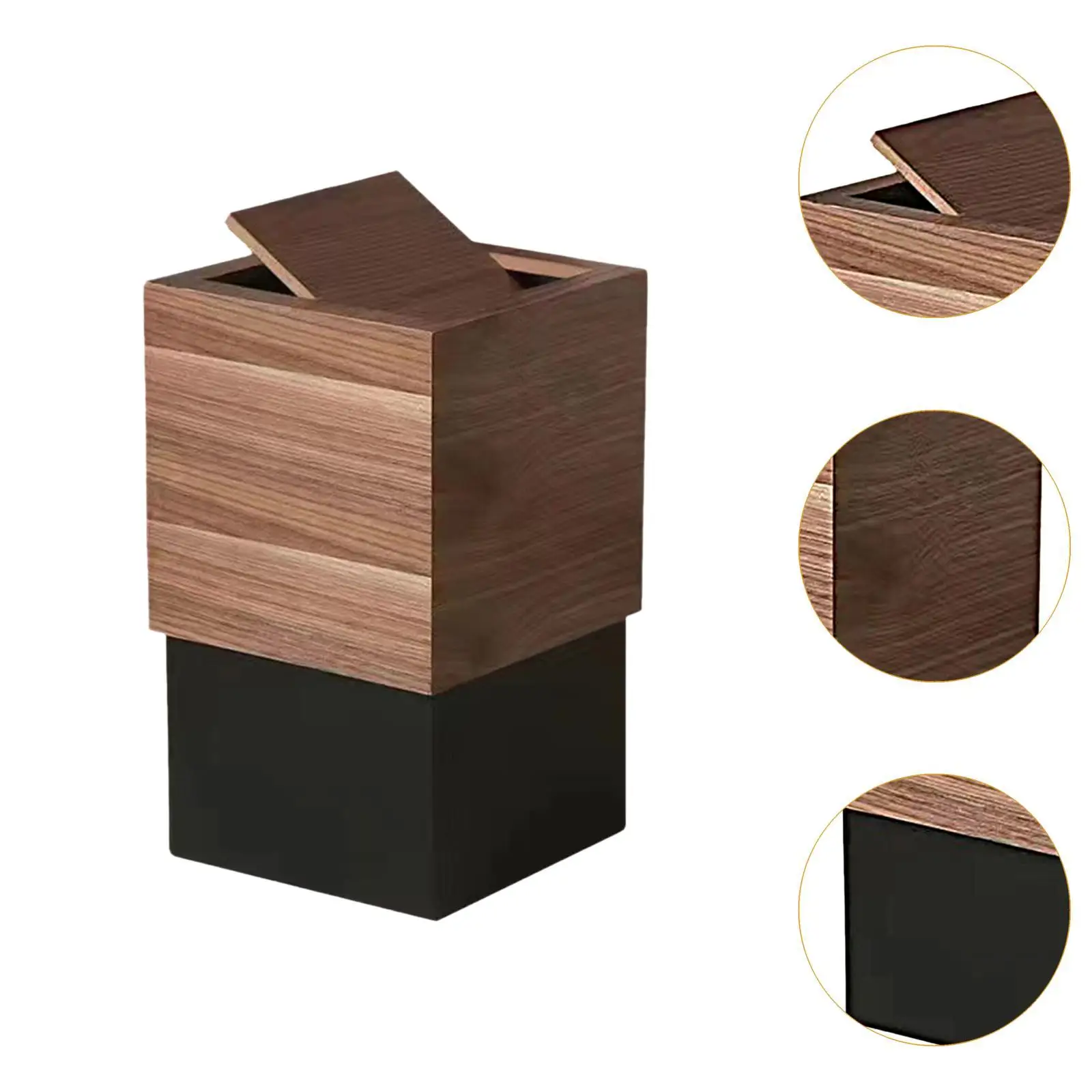 Wastebasket Wood Garbage Can Wood Trash Can with Lid for Home Office Bedroom