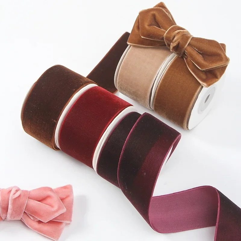 Classic 5yards 6mm-38mm Single Side Velvet Ribbon for Clothing Sewing Supplies DIY Hair Bows Hat Decor Craft Accessories