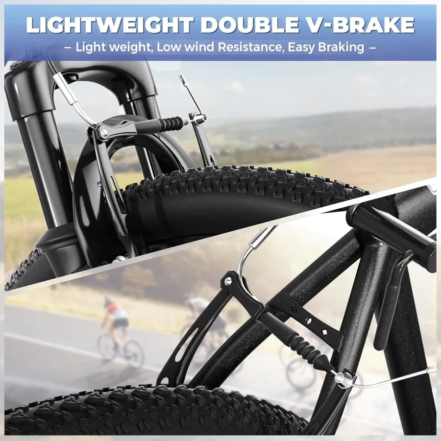 จักรยานเสือภูเขา Outroad ขนาด 26 นิ้ว สำหรับผู้ชาย ผู้หญิง และผู้ใหญ่ พร้อมเกียร์ 7/21 สปีด โครงเหล็กคาร์บอนสูง ดีไซน์เกรดอากาศยาน ระบบเบรกดิสก์คู่