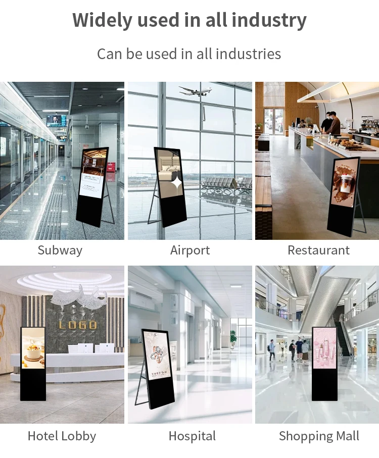 Custom 32 43 49 55 65 Inch Indoor Portable Digital Signage 2K/4K LCD DigItal Poster Advertising Player